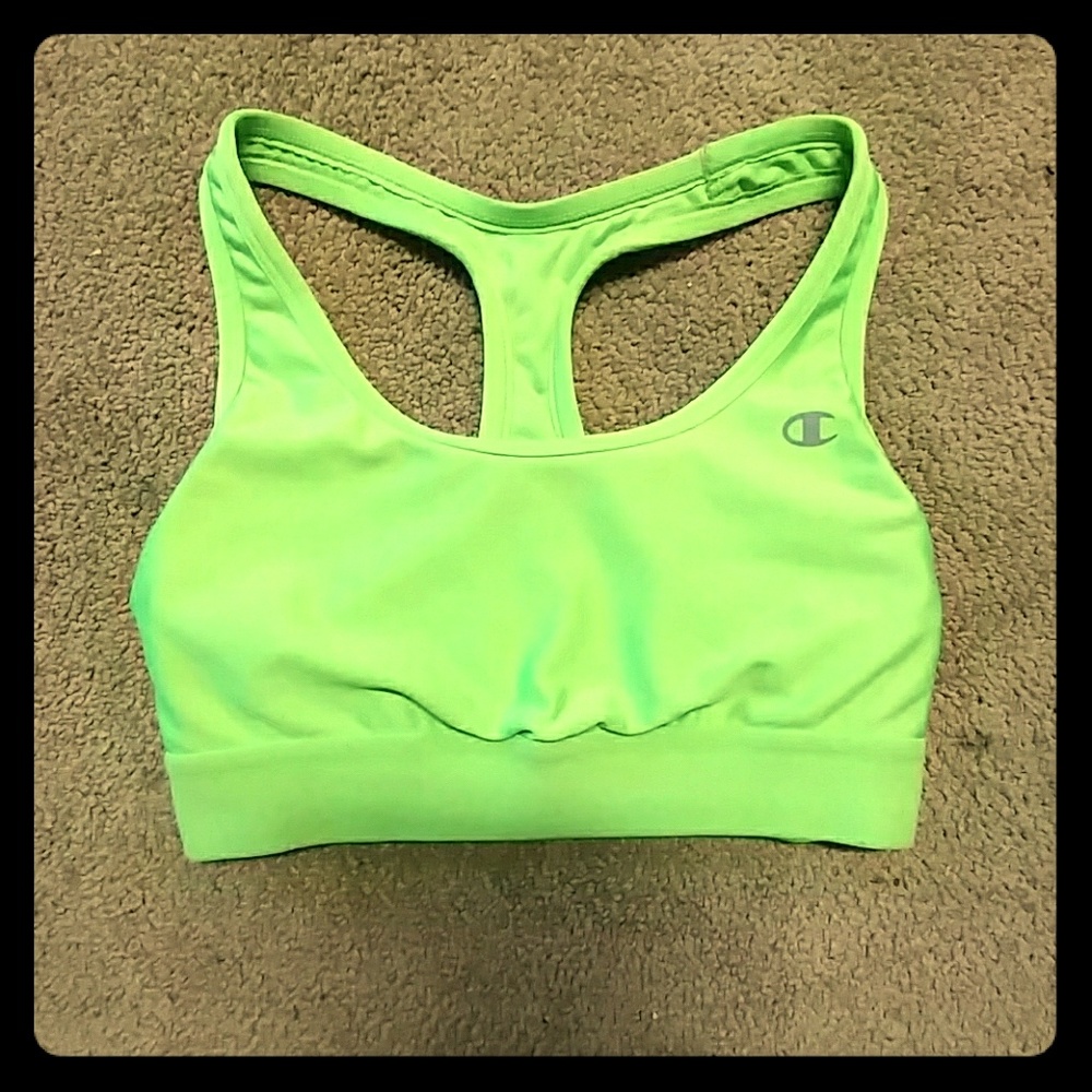 Lime green champion sports bra